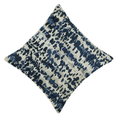 Handwoven Jacquard Cushion Cover – Abstract Navy Blue & Ivory Pattern | 45 x 45 cm