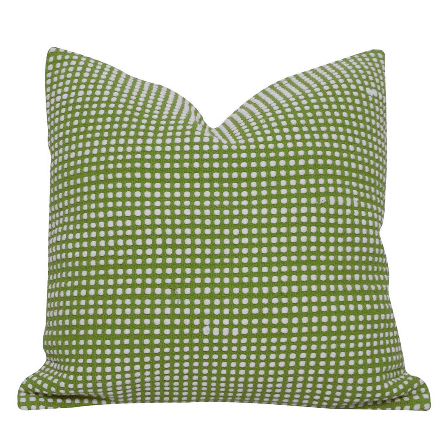 Handwoven Cotton Cushion Cover – Green & White Geometric Dot Pattern, 45 x 45 cm