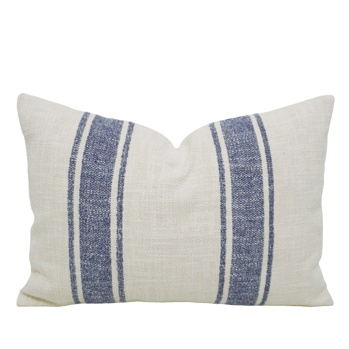 Handwoven Ivory & Blue Striped Cushion Cover – 35 x 50 cm