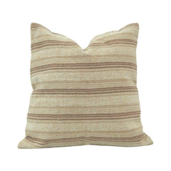 Handmade Striped Cotton Cushion Cover 45x45 cm | Neutral Woven Throw Pillow Cover | Beige Boho Decorative Cushion