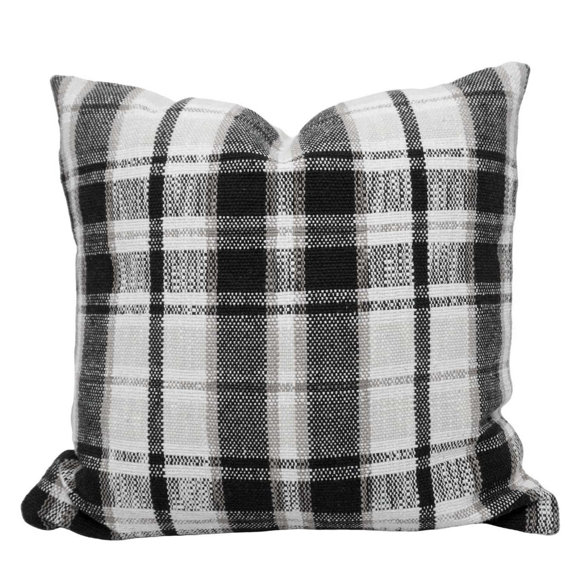 Handwoven Black & White Plaid Cushion Cover 45 x 45 cm | Checkered Woven Cushion Cover