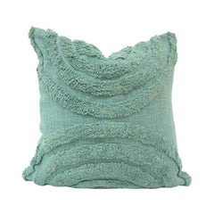 Mint Green Tufted Cotton Cushion Cover 45x45 cm | Textured Wave Design Decorative Pillow Cover