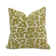 Olive Leopard Jacquard Cushion Cover – 45x45 cm | Textured Woven Decorative Pillow Cover