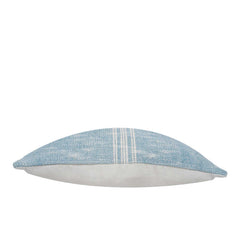Handmade Woven Cotton Cushion Cover 45x45 cm | Blue with White Center Stripe | Farmhouse Decorative Throw Pillow Cover | Hidden Zipper | Sofa & Bed Cushion Cover