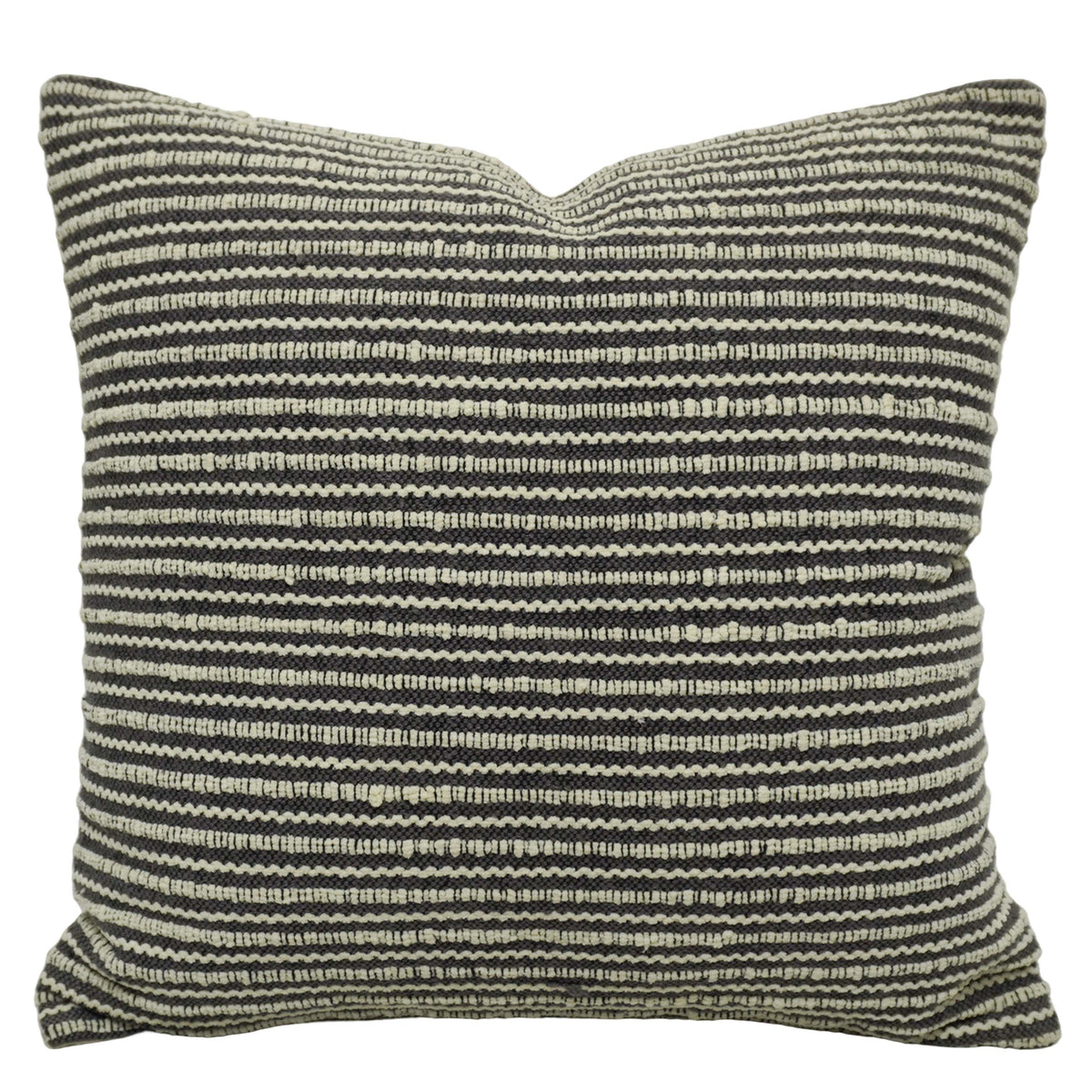 Handwoven Cotton Cushion Cover 45x45 cm | Black & Ivory Striped Textured Woven Throw Pillow Cover | Modern Farmhouse & Boho Decorative Cushion Cover with Hidden Zipper