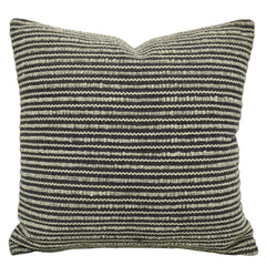 Handwoven Cotton Cushion Cover 45x45 cm | Black & Ivory Striped Textured Woven Throw Pillow Cover | Modern Farmhouse & Boho Decorative Cushion Cover with Hidden Zipper
