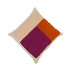 Abstract Embroidered Cotton Cushion Cover 45x45 cm | Modern Textured Decorative Pillow Cover in Plum, Blush & Rust