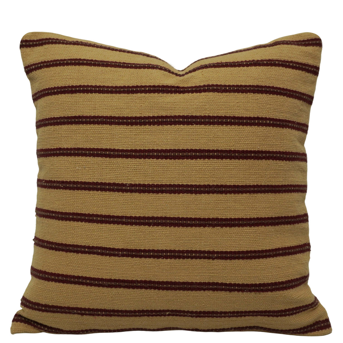 Handwoven Cotton Striped Cushion Cover 45x45 cm | Beige & Brown Woven Decorative Throw Pillow Cover | Hidden Zipper | Modern Rustic Home Décor