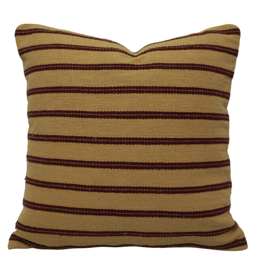 Beige & Brown Stripe Handwoven Cotton Cushion Cover 45x45 cm