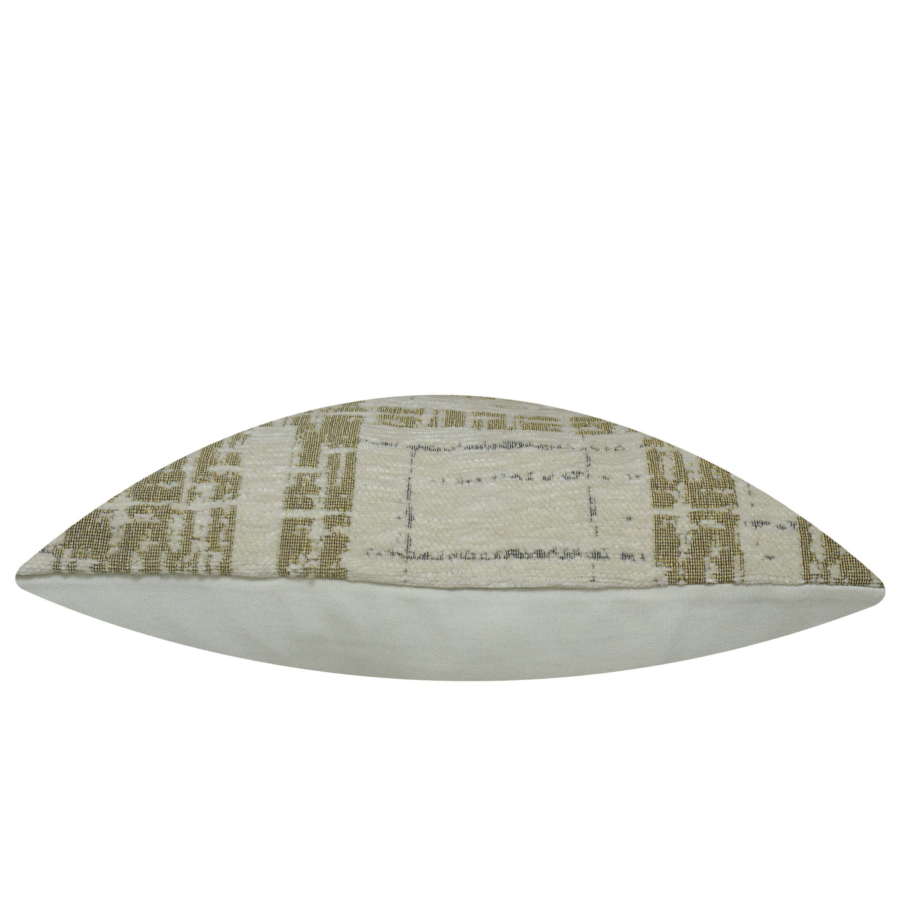 Modern Geometric Jacquard Cushion Cover 45x45 cm | Woven Textured Decorative Throw Pillow Cover | Hidden Zip | Beige & Olive Green
