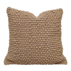 Handwoven Cotton Chindi Cushion Cover 45x45 cm | Textured Bobble Woven Throw Pillow Cover | Beige Decorative Cushion Cover with Concealed Zip | Boho Modern Home Décor
