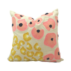 Modern Embroidered Cotton Cushion Cover with Floral Design – 45x45 cm