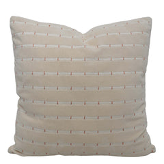 Handwoven Cotton Cushion Cover 45x45 cm | Ivory Textured Woven Throw Pillow Cover with Running Stitch Detail | Modern Boho Home Décor