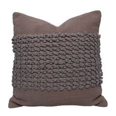 Handwoven Cotton Textured Cushion Cover 45x45 cm | Artisan Bubble Weave Decorative Throw Pillow Cover | Hidden Zip | Taupe Brown