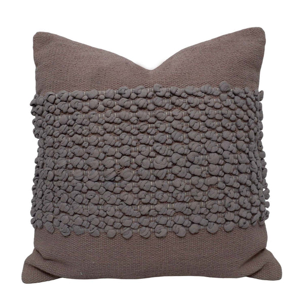 Handwoven Cotton Textured Cushion Cover 45x45 cm | Artisan Bubble Weave Decorative Throw Pillow Cover | Hidden Zip | Taupe Brown