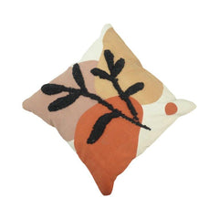Printed & Tufted Abstract Floral Cotton Cushion Cover – 45x45 cm | Modern Decorative Throw Pillow Cover