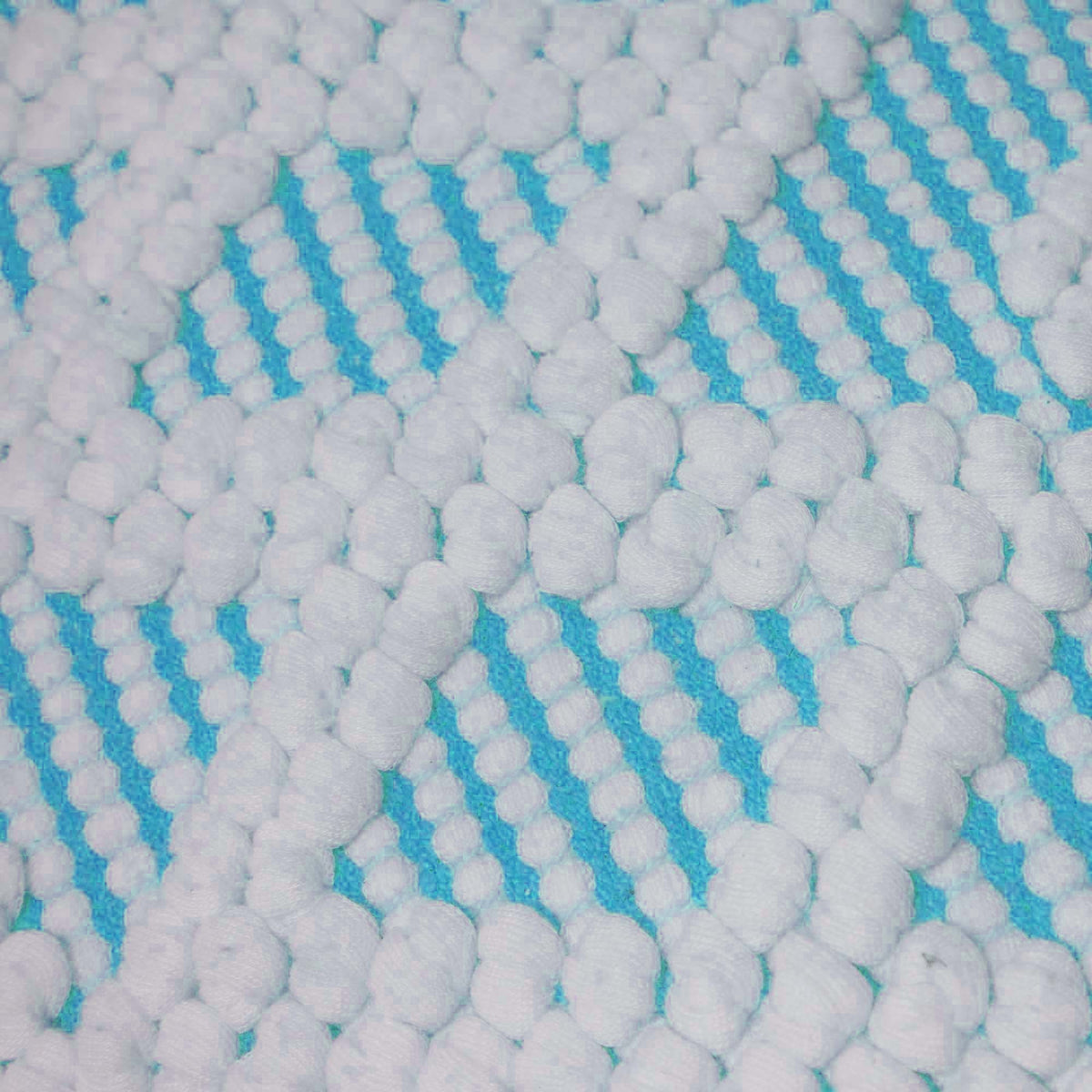 Handwoven Cotton Cushion Cover – Aqua Blue & White Textured Diamond Pattern, 45 x 45 cm