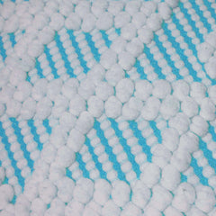Handwoven Cotton Cushion Cover – Aqua Blue & White Textured Diamond Pattern, 45 x 45 cm