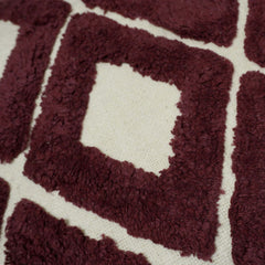 Hand Tufted Geometric Cotton Cushion Cover 45x45 cm | Textured Diamond Pattern | Decorative Throw Pillow Cover with Hidden Zip | Wine & Natural