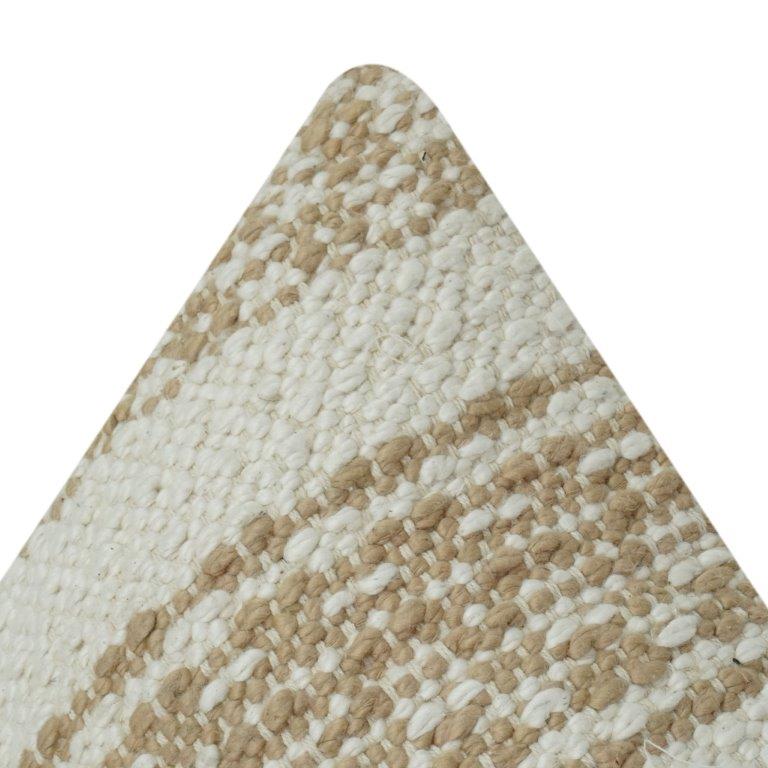 Handwoven Cotton Cushion Cover with Textured Neutral Stripes | Beige & Cream Boho Accent Pillow | 18x18 Inch