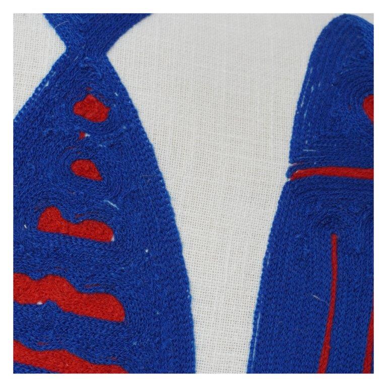 Embroidered Cotton Cushion Cover 45x45 cm – Blue Fish Motif | Nautical Decorative Pillow Case