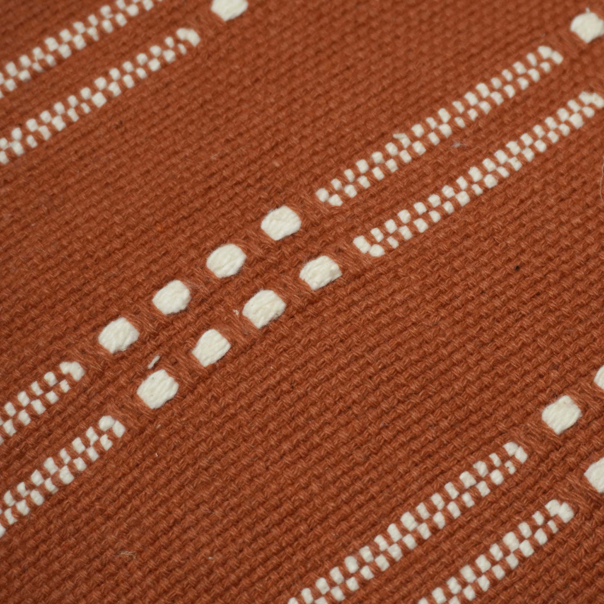 Handwoven Cotton Cushion Cover 45x45 cm | Rust Brown Woven Textured Throw Pillow Cover | Modern Boho Decorative Cushion Cover | Hidden Zipper | 100% Cotton