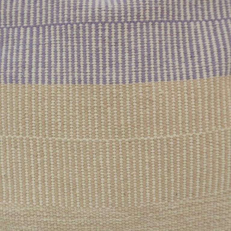 Handwoven Cotton Cushion Cover 45x45 cm – Lavender & Ivory Textured Striped Cushion | Artisan Woven Throw Pillow Cover - Bulk manufacturer & supplier from Panipat, India