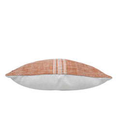 Handmade Cotton Cushion Cover 45x45 cm | Rust Orange Woven Stripe Cushion Cover | Modern Farmhouse Decorative Throw Pillow Cover | Hidden Zip | Sofa & Bed Décor