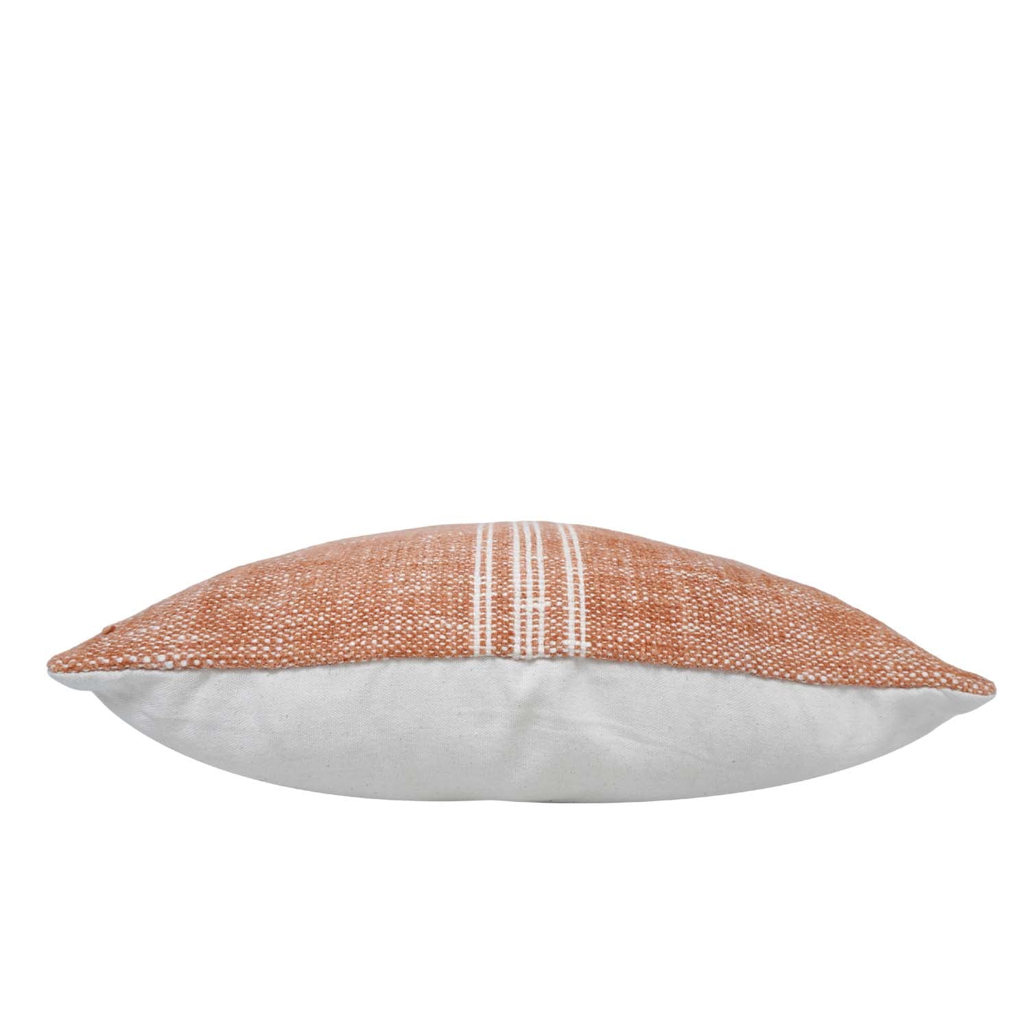 Handmade Cotton Cushion Cover 45x45 cm | Rust Orange Woven Stripe Cushion Cover | Modern Farmhouse Decorative Throw Pillow Cover | Hidden Zip | Sofa & Bed Décor