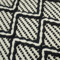 Handwoven Black & Cream Geometric Cotton Cushion Cover – 45x45 cm