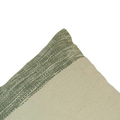 Handmade Cotton Cushion Cover 45x45 cm | Woven Green Border Decorative Pillow Cover | Minimal Rustic Home Décor