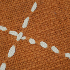 Hand Embroidered Cotton Cushion Cover – Rust Orange Geometric Diamond Design, 45 x 45 cm