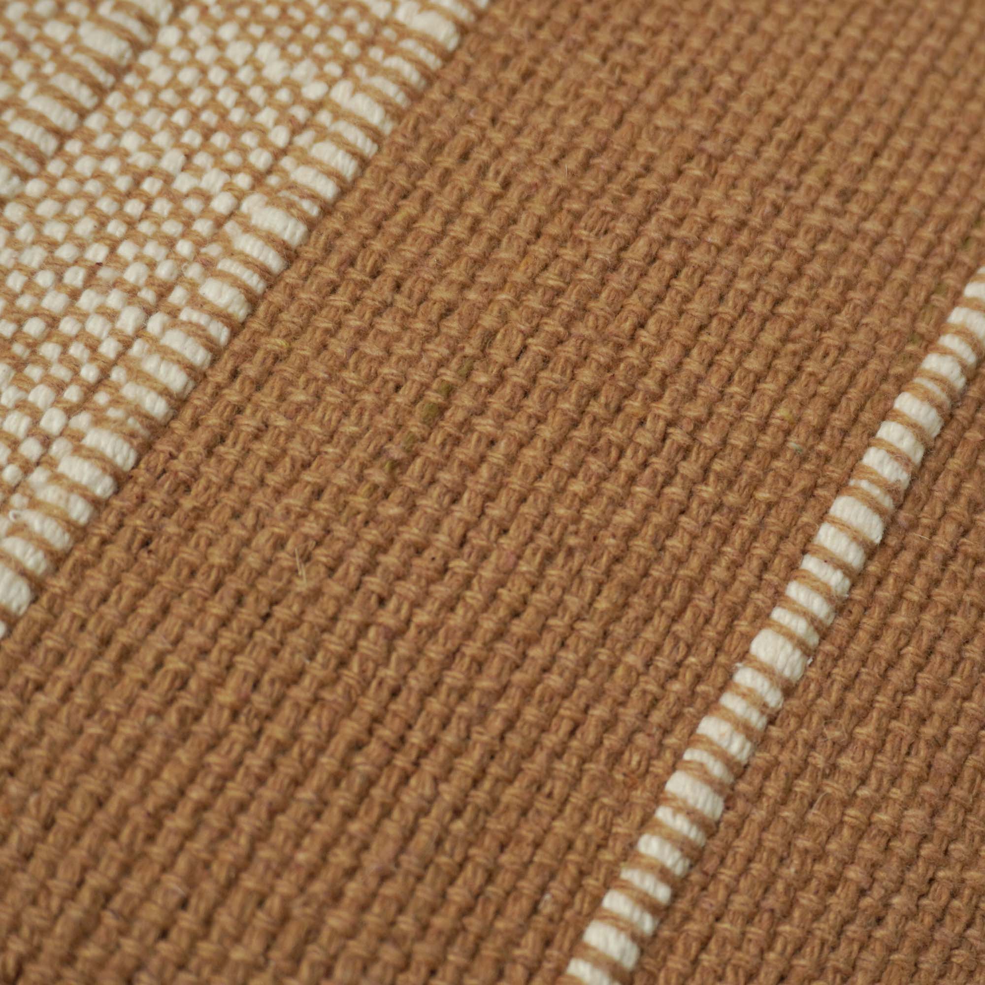 Handwoven Cotton Cushion Cover with Fringe Border | Textured Woven Stripe Design | 45 x 45 cm | Decorative Throw Pillow Cover for Sofa, Bed & Living Room