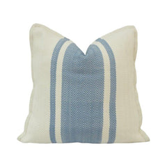 Handmade Blue Stripe Cotton Cushion Cover 45x45 cm | Woven Herringbone Decorative Throw Pillow Cover