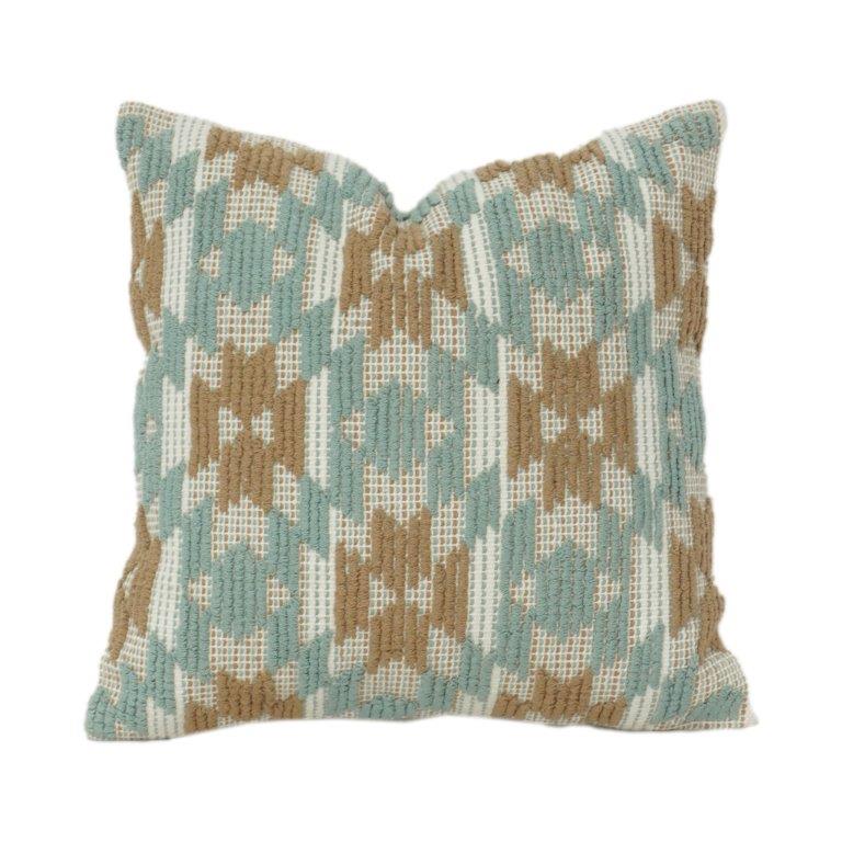 Handmade Embroidered Cotton Cushion Cover 45x45 cm | Abstract Floral Textured Pillow | Boho Modern Home Décor