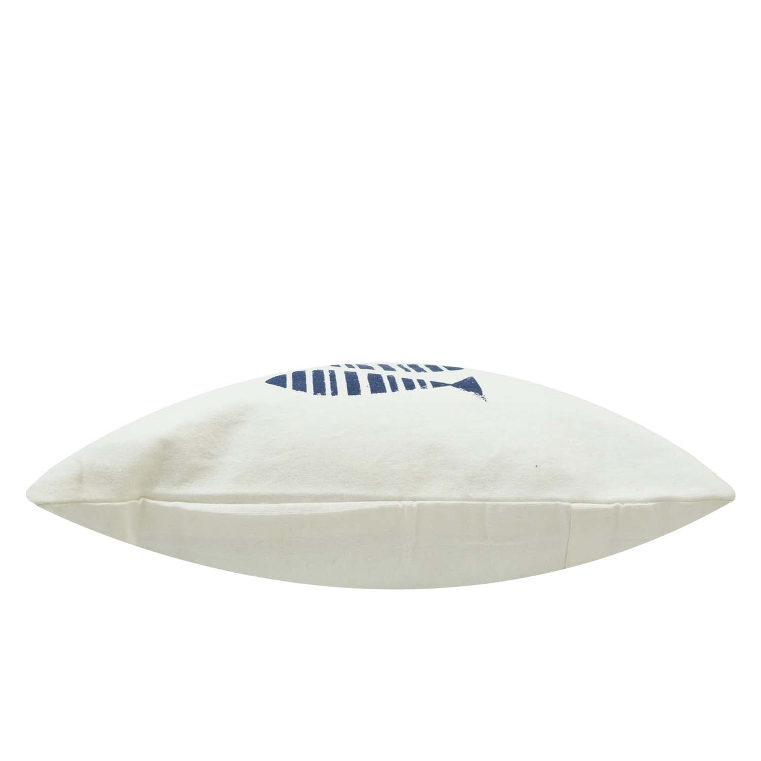 Modern Fish Print Cotton Cushion Cover 45x45 cm | Navy Blue & White Decorative Throw Pillow Cover | Coastal & Minimalist Home Décor