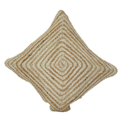 Handwoven Jute Cushion Cover with Spiral Texture | Natural Fiber Boho Pillow Cover | Rustic Square Throw Cushion (18x18 Inch)