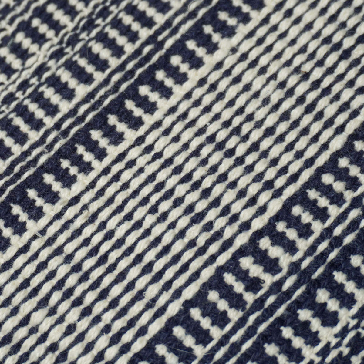Handwoven Cotton Striped Cushion Cover 45x45 cm | Woven Textured Throw Pillow Cover | Blue & Ivory Decorative Cushion Cover | Hidden Zipper