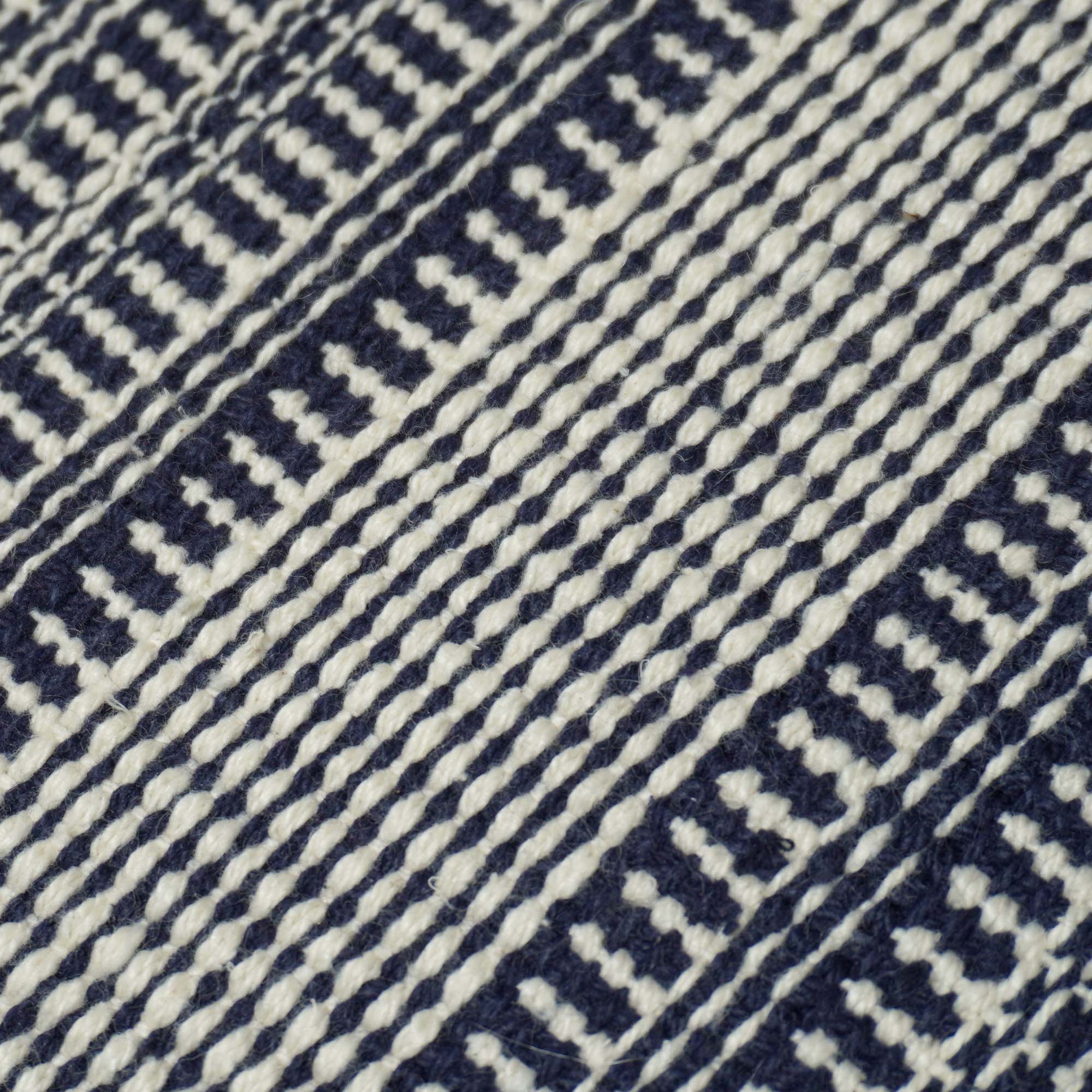 Handwoven Cotton Striped Cushion Cover 45x45 cm | Woven Textured Throw Pillow Cover | Blue & Ivory Decorative Cushion Cover | Hidden Zipper