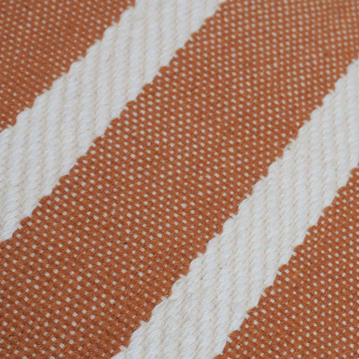 Rust and ivory textured striped handwoven cushion cover 45x45 cm