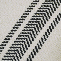 Handwoven Ivory & Black Geometric Striped Cushion Cover – 45 x 45 cm