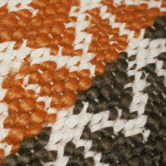 Handwoven Cotton Cushion Cover 45x45 cm – Rust, Ivory & Charcoal Geometric Pattern
