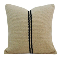 Handmade Cotton Cushion Cover 45x45 cm | Minimalist Black Stripe Woven Pillow Cover | Boho Modern Décor Cushion