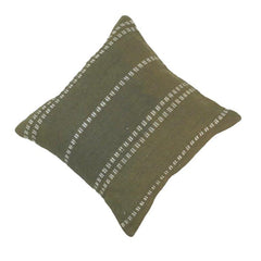 Handwoven Cotton Cushion Cover 45x45 cm | Olive Green Striped Handmade Decorative Pillow Cover