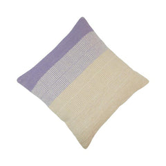 Handwoven Cotton Cushion Cover 45x45 cm – Lavender & Ivory Textured Striped Cushion | Artisan Woven Throw Pillow Cover