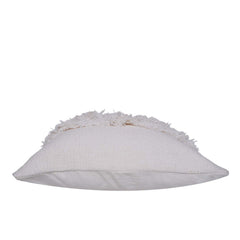 Ivory Tufted Cotton Cushion Cover 45x45 cm | Textured Boho Decorative Pillow Cover with Fringe Detail