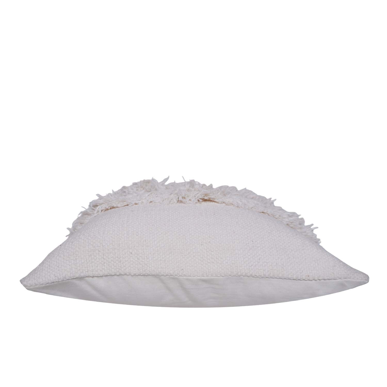Ivory Tufted Cotton Cushion Cover 45x45 cm | Textured Boho Decorative Pillow Cover with Fringe Detail
