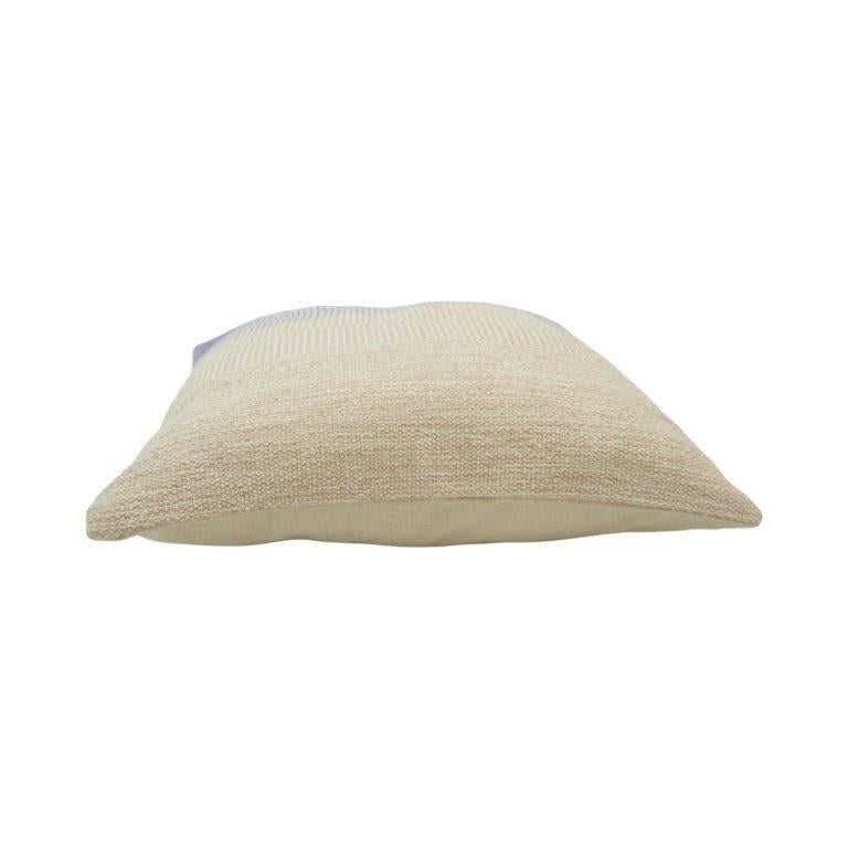 Handwoven Cotton Cushion Cover 45x45 cm – Lavender & Ivory Textured Striped Cushion | Artisan Woven Throw Pillow Cover - Bulk manufacturer & supplier from Panipat, India