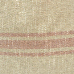 Handwoven Natural Linen Striped Cushion Cover | Beige & Dusty Rose | 45x45 cm Decorative Pillow Cover