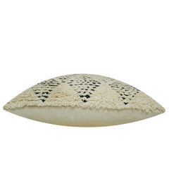 Handwoven Ivory & Black Textured Cushion Cover – 45 x 45 cm | Boho Geometric Accent Pillow Cover